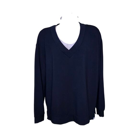 Orvis Classic Soft Sweatshirt V Neck Pullover Modal Blend Womens‎ XL Black - Picture 1 of 5